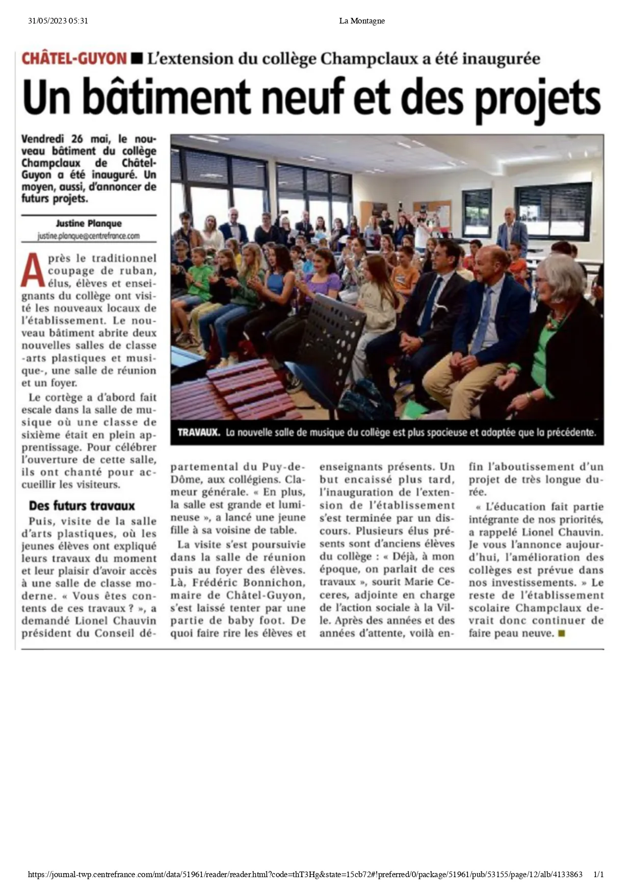 Inauguration du Collège Châtel