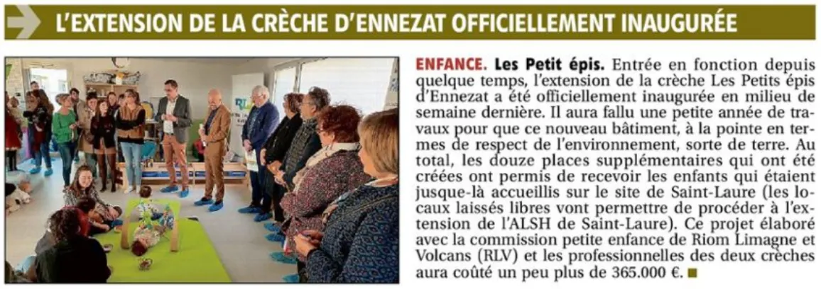 Inauguration de la Crèche d'Ennezat